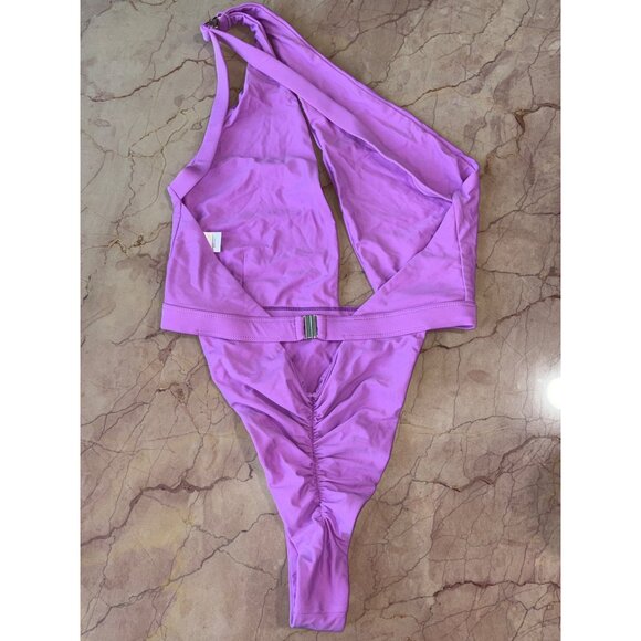 Michael Costello Kasie One Piece in Electric Purple Medium New Womens Swimsuit - Picture 6 of 7